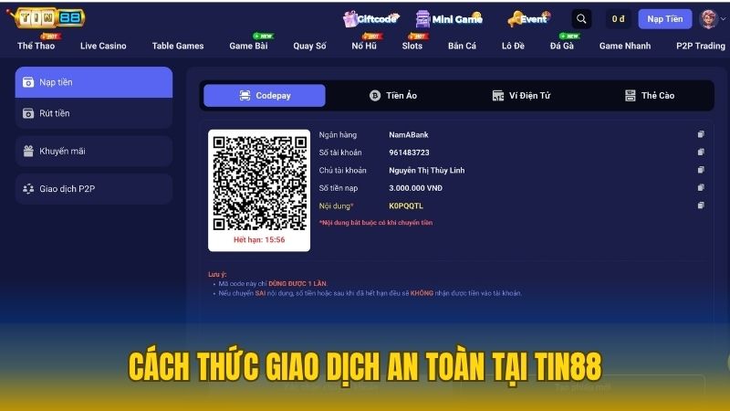Tin88 công khai rõ ràng trong việc chuyển và rút tiền thưởng